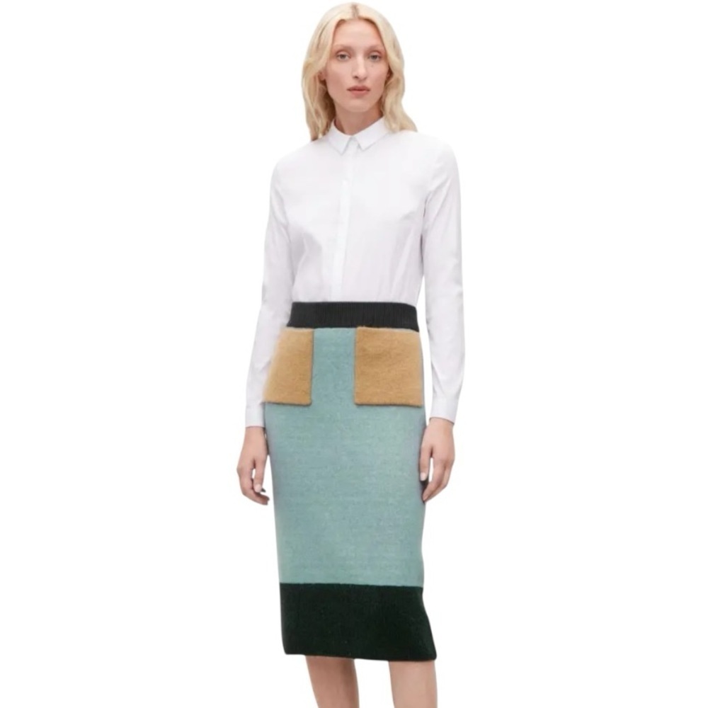 COS Wool Blend Gray and Tan Sweater Skirt